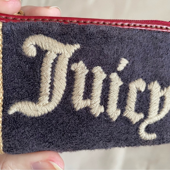 Sold✨vintage y2k Juicy Couture Genuine Leather Terry Cloth Boho Card Wallet ✨ - Picture 4 of 11